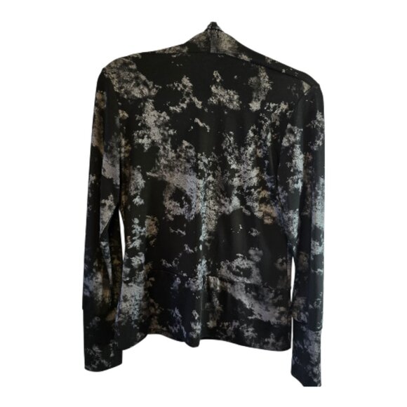 EBBY BLACK WHITE CAMO WRAP FRONT BLOUSE TOP SIZE XL VNECK LONG SLEEVE - Picture 5 of 8